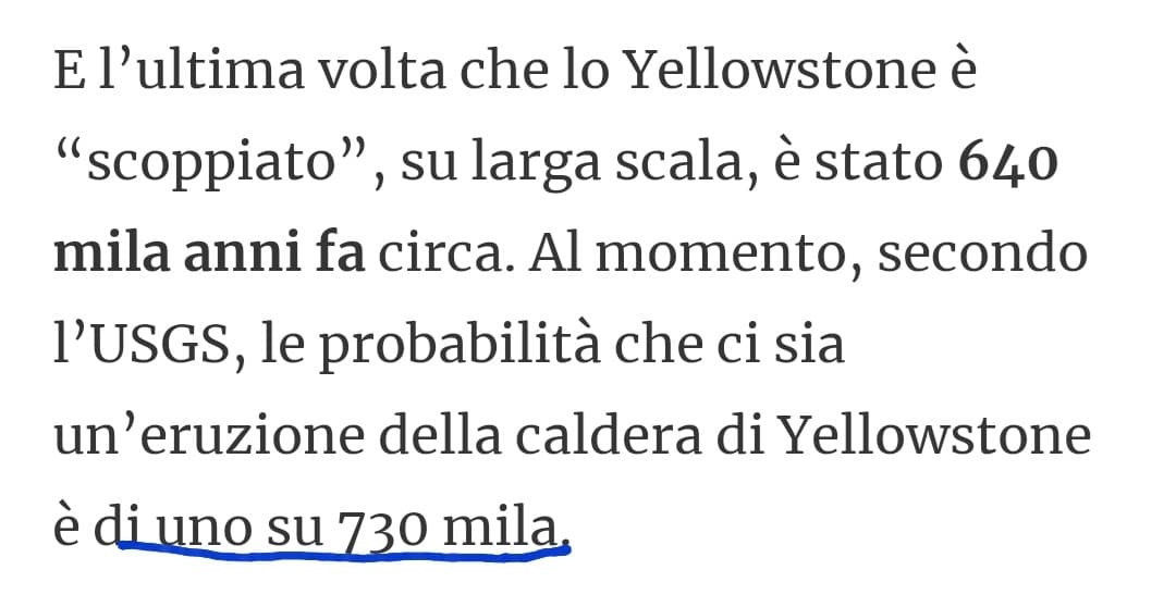 Ho visto il post che hanno messo su insegreto dell'esplosione dello yellowstone, così mi sono andata ad informare