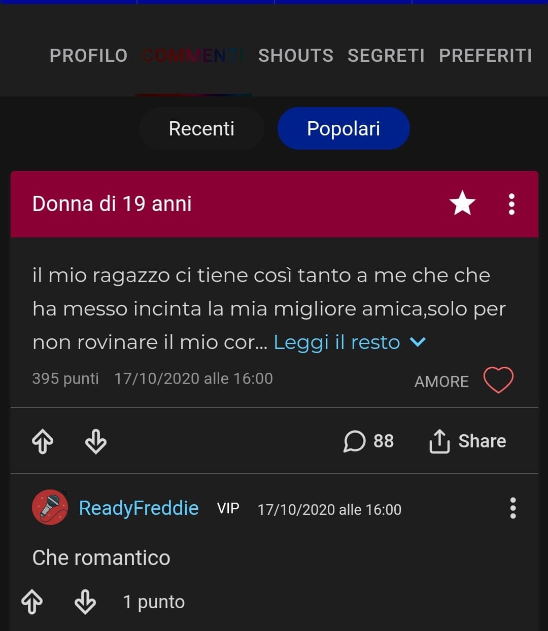 Il mio commento più popolare aveva tipo 34 like o una cosa del genere e 2 o 3 dislike ora ikebxe è solo un punto wtf 