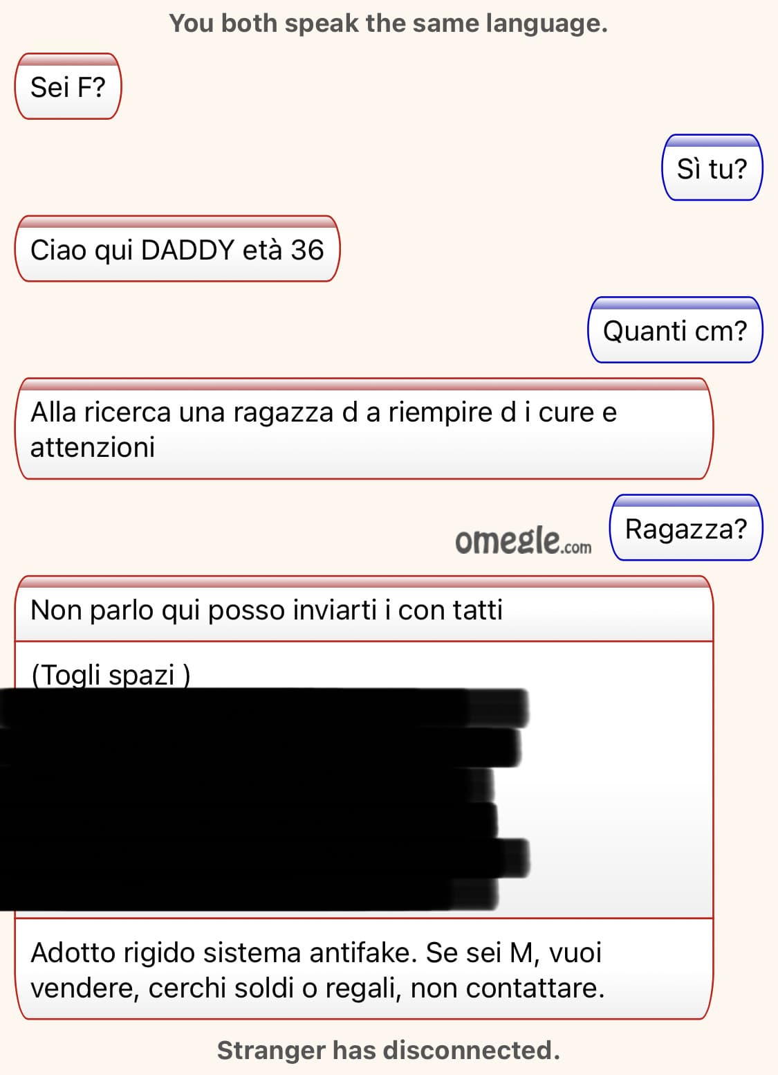 Non mi ha neanche lasciato fare la battuta uffi :/ e poi che cringe :\ mioddio :/ se poteste leggere i nickname dei contatti ╚(ಠ_ಠ)=┐