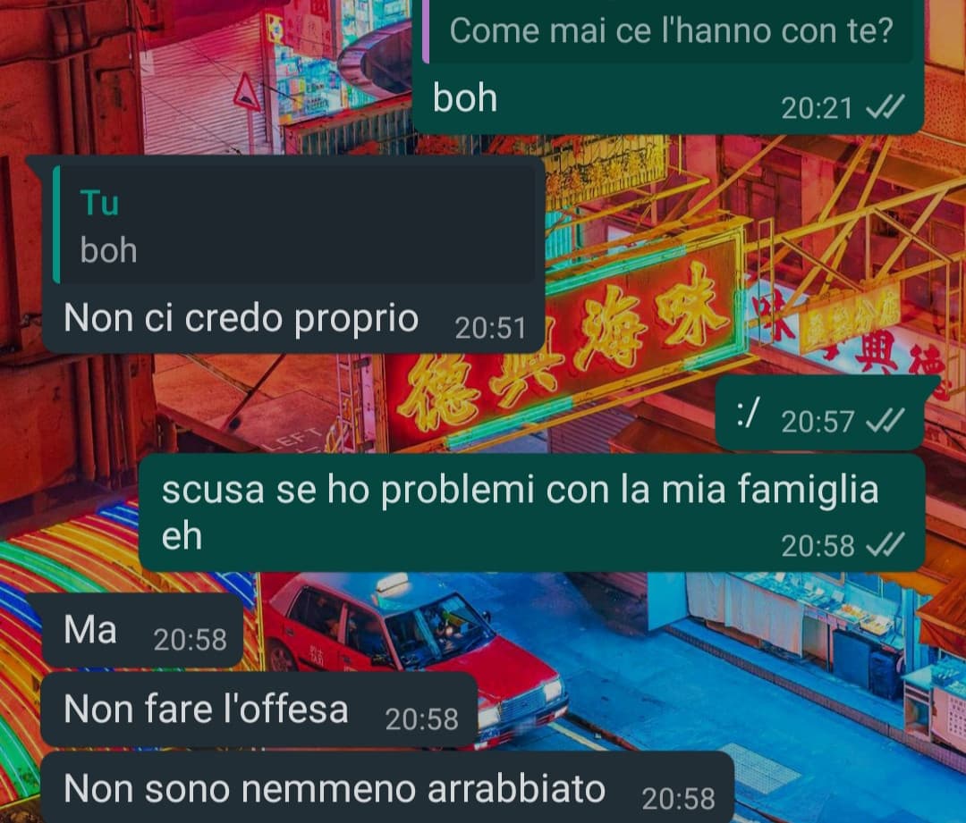 Ma che cazzo di problemi ha questo? 