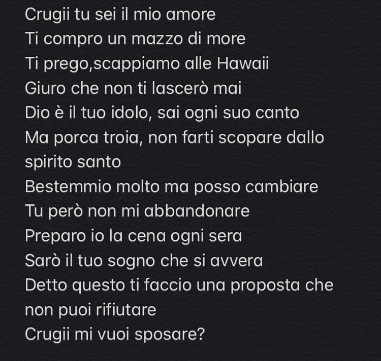 Ti prego crugii io ti amo come tu ami dio 