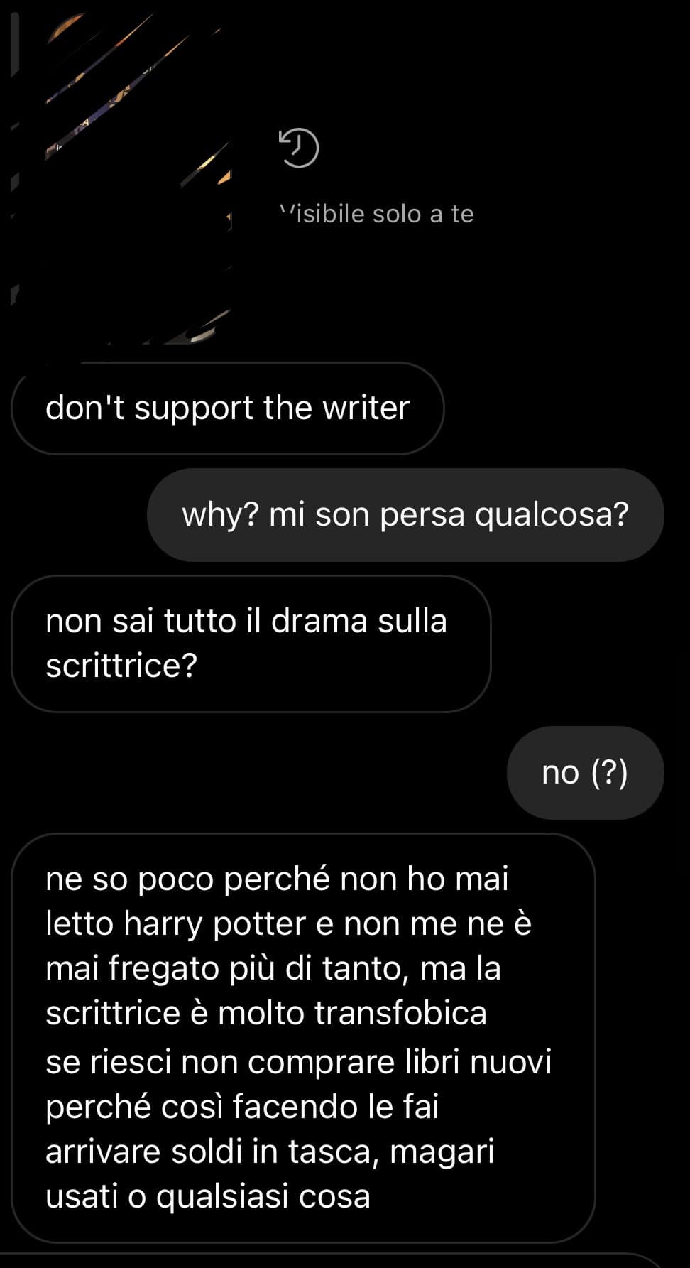 sono la tipa del segreto del libro di harry potter, so che forse non possa interessare a molta gente ma questo è ciò che mi hanno scritto dato che stanno dando a me dell’arretrata di mente ?