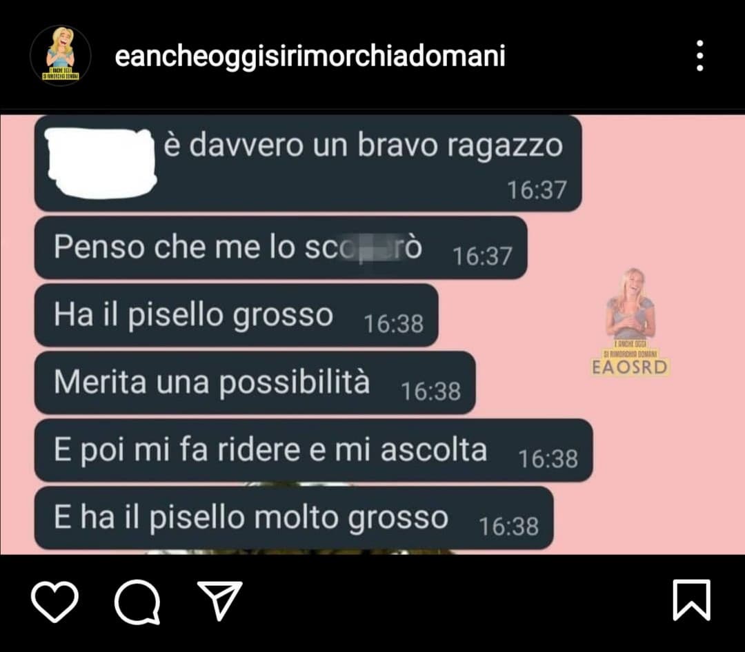 Sempre lei quando un uomo fa con lei lo stesso ragionamento per le tette grosse/il bel sedere: "gli uomini sono casi umani" 