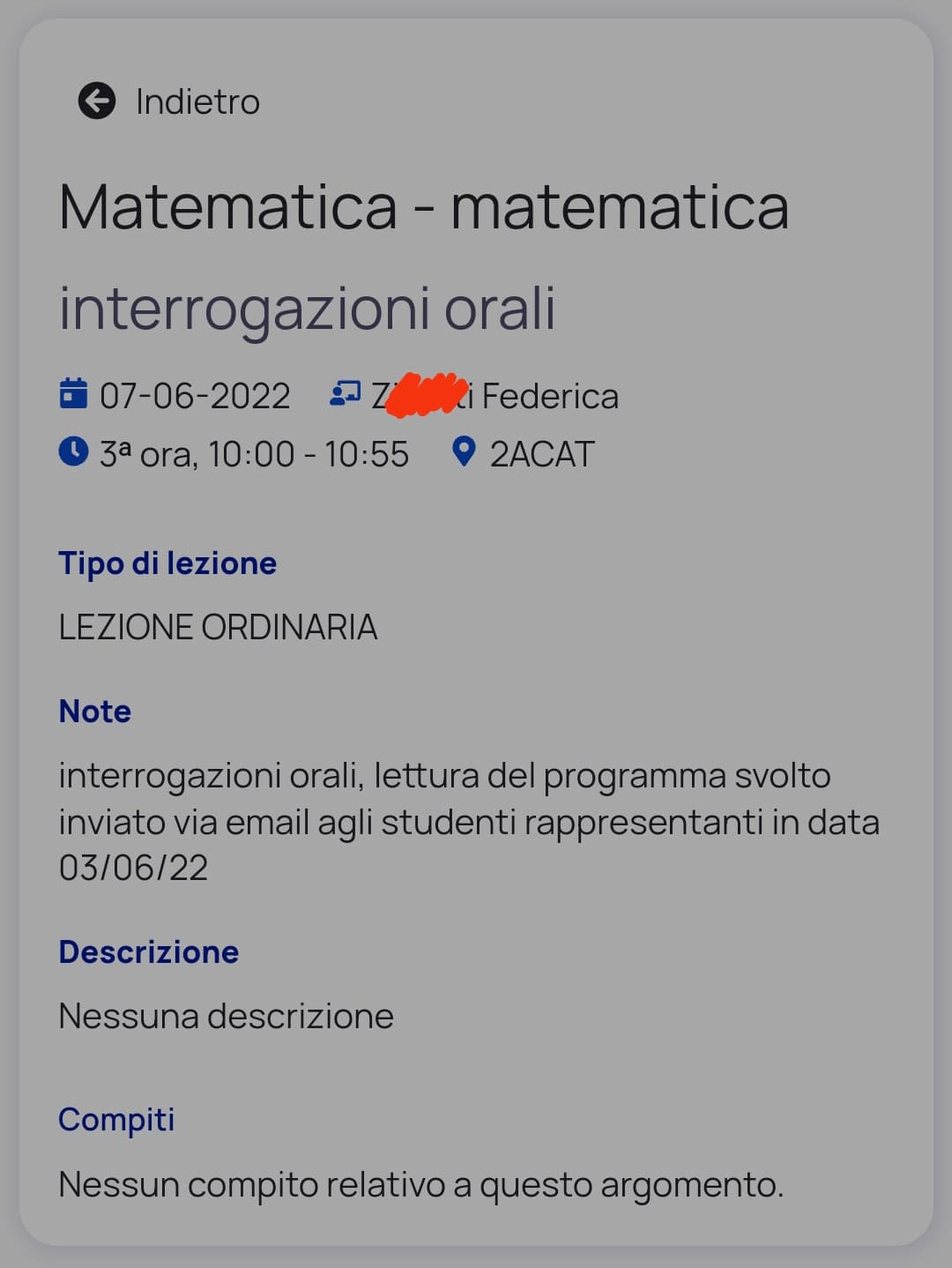 non la mia prof di matematica che si mette a interrogare il 7 giugno