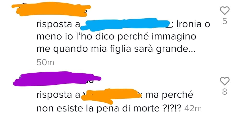 Commenti trovati su Tik Tok