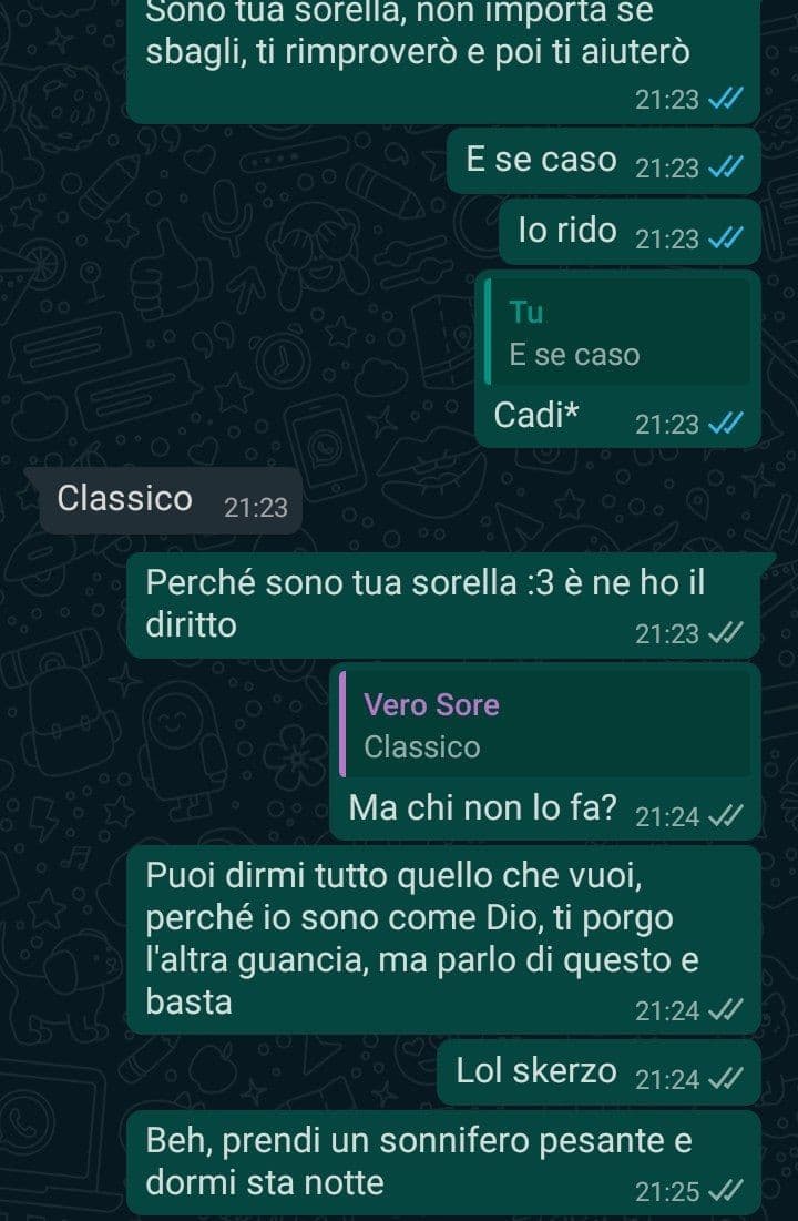 Ecco come consolo mia sorella che abita a 230 km da me 