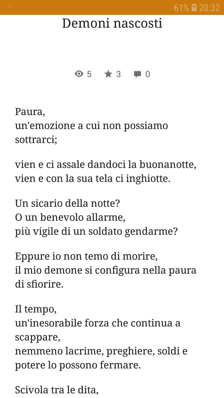 Una delle tante poesie che ho pubblicato su Wattpad (di cui posseggo copyright e diritti d'autore, essendo scritta da me). La pubblico qua, visto che non me l'ha visualizzata quasi nessuno.