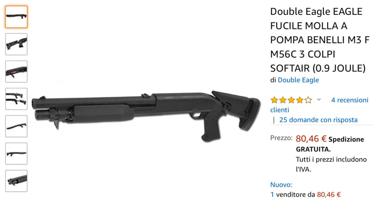 Non ho mai visto fucili a pompa vendibili su Amazon!