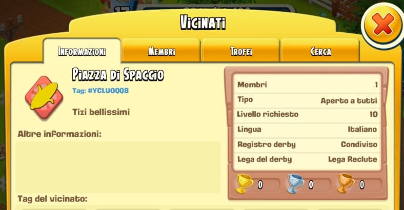 Spero di non essere l'unica con Hay Day lol. Comunque ho creato un vicinato, entrate se volete :^)