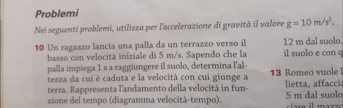 Risultato: 10m e 15m/s. Le altre foto sono le formule con le quali risolvere il problema