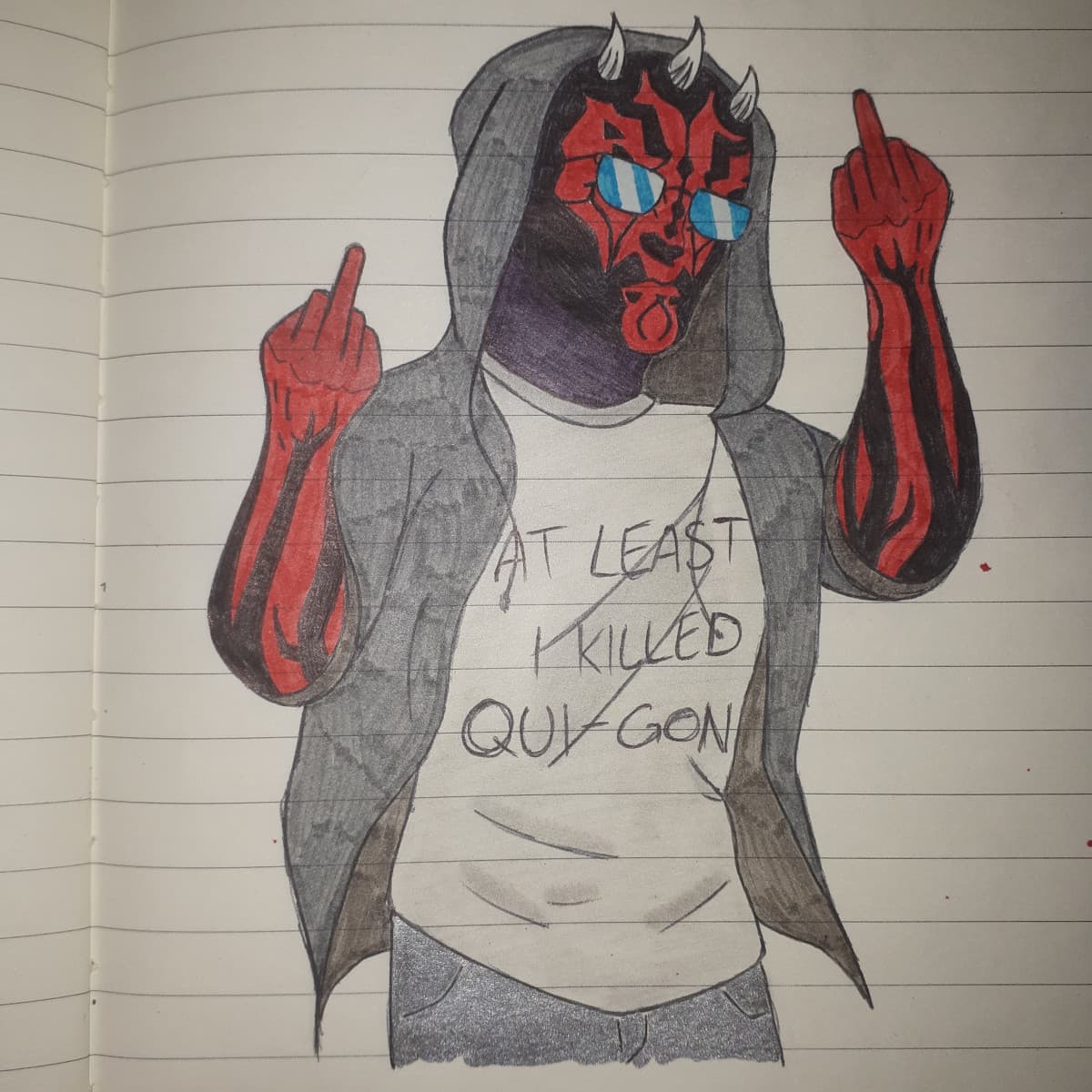 Recentemente ho fatto questo disegno di Darth Maul... ci ho messo diverse ore ma qualcosa non mi quadra nel modo in cui l'ho disegnato ??‍♂️