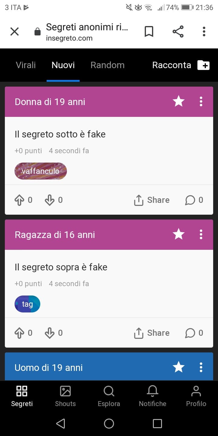 Volevo metterlo due giorni fa ma il sito ha smesso di funzionare 