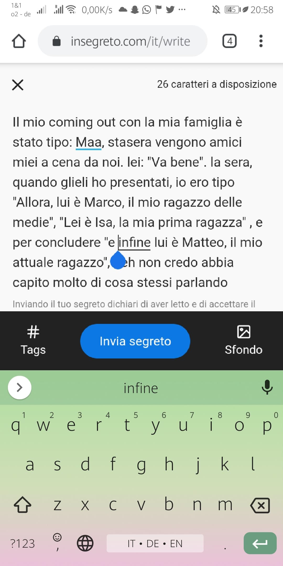 Il poliziotto non fa pubblicare il segreto, e io lo frego mettendolo negli Shouts