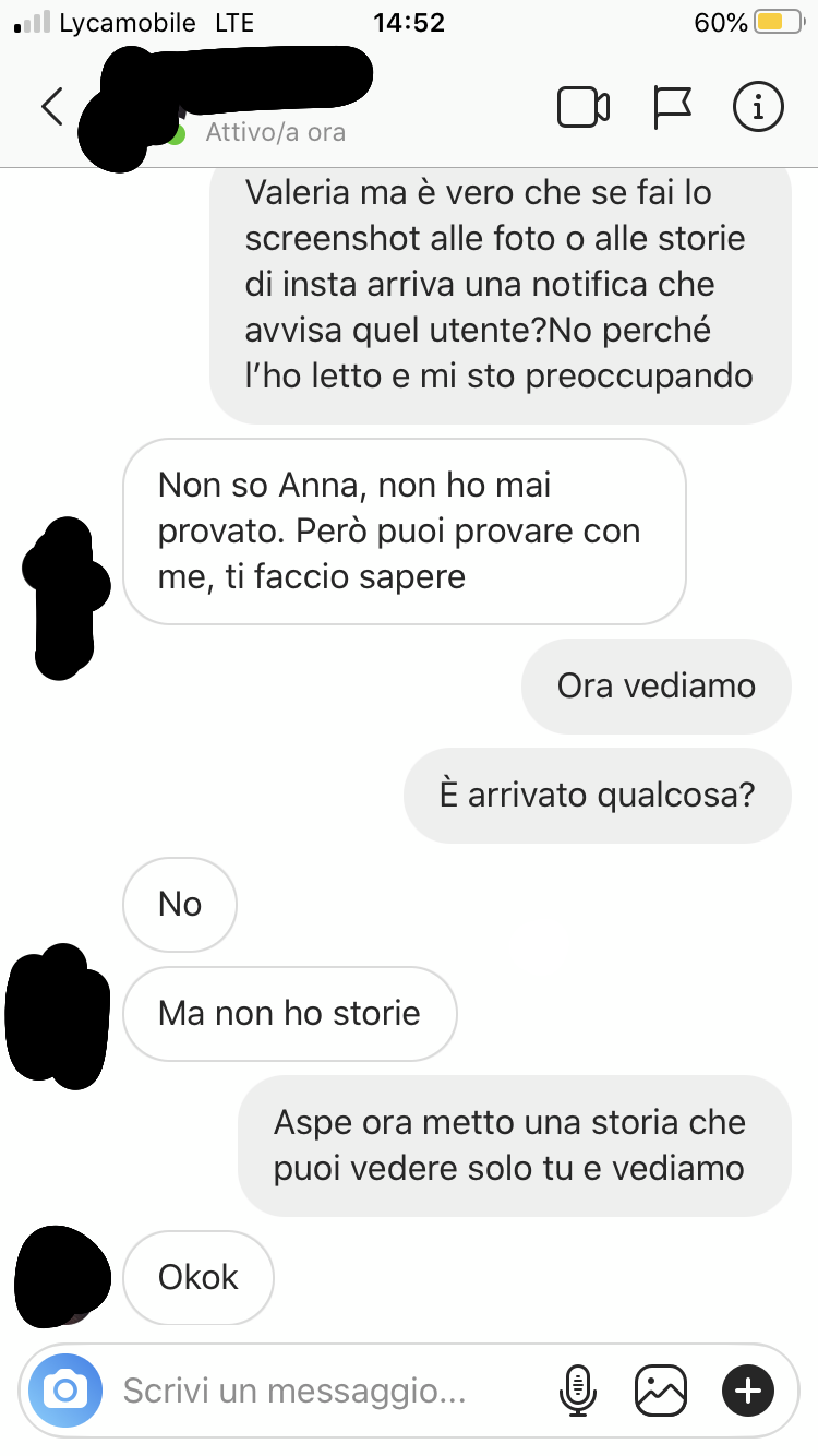 Per chi ha letto e poi ha perso 50 anni di vita  il segreto che diceva “che Instagram manda la notifica se fai gli screenshot “.Ecco le prove che è una cazzata (menomale a Cristo sennò che cazzo dicevo al ragazzo che mi piace)