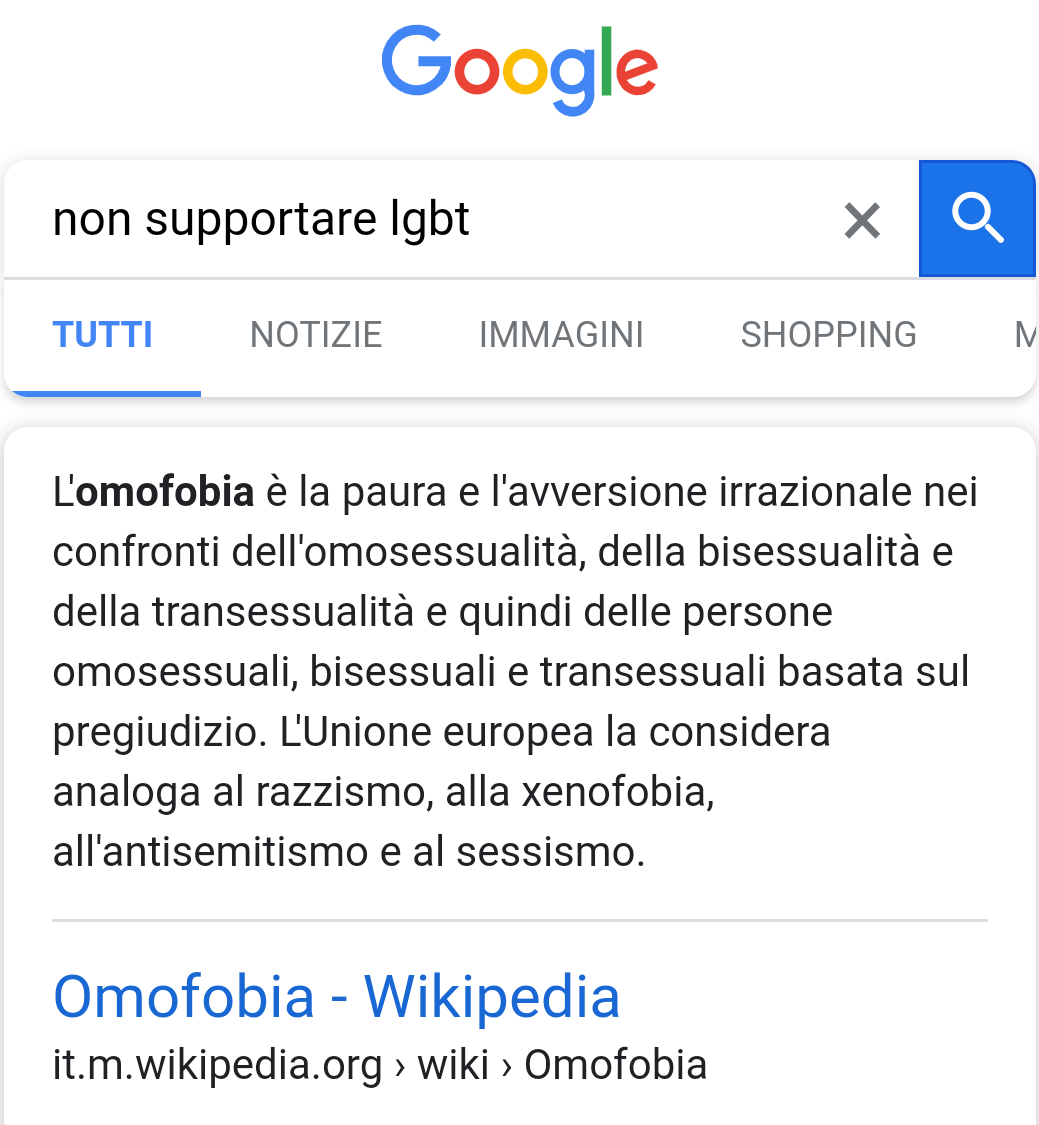 siete d'accordo col risultato di google?