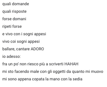 Oggi ho lo spirito ballerino/canterino 