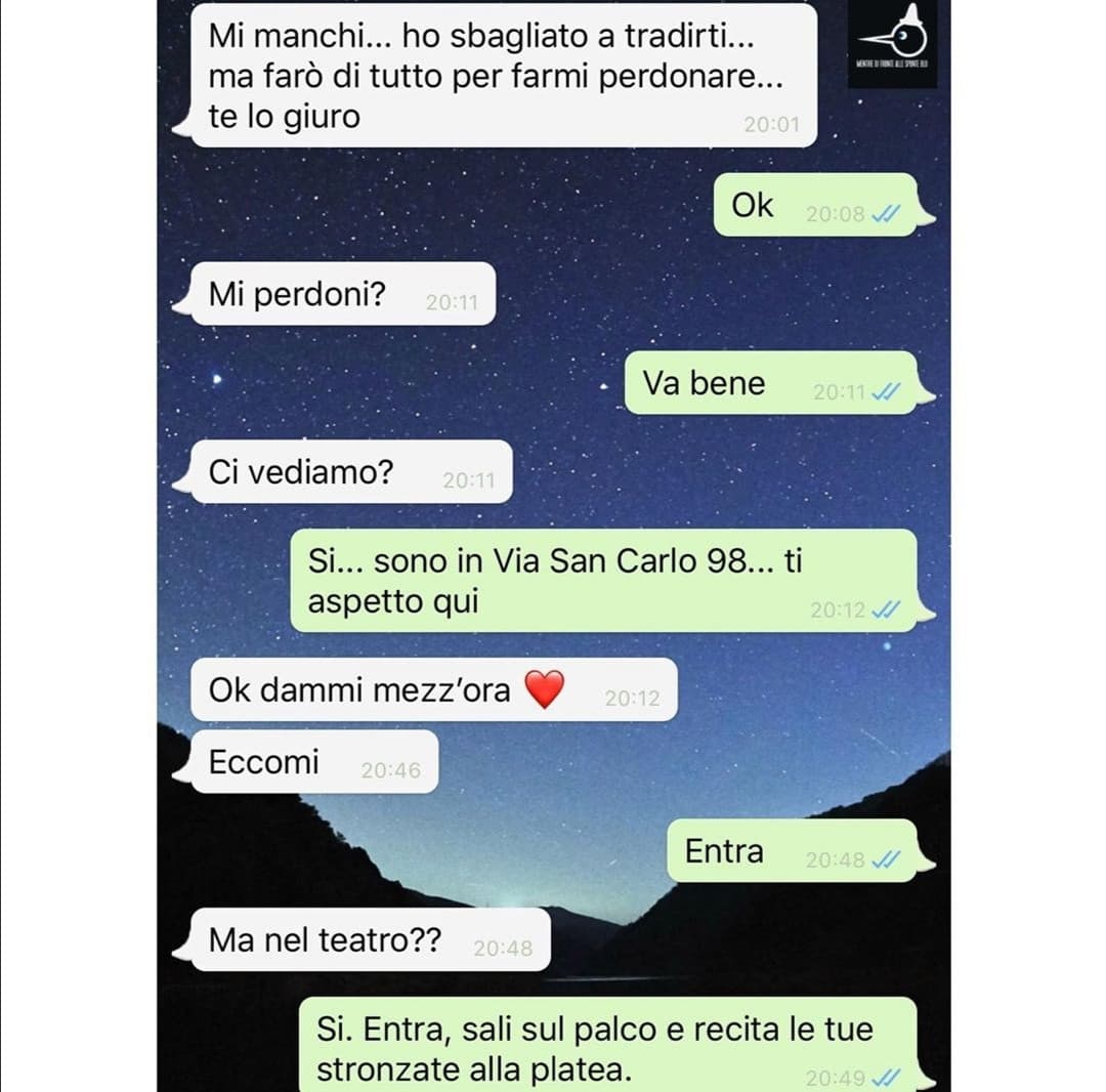 Se 'sta chat è vera questa persona merita almeno 90 minuti di applausi 