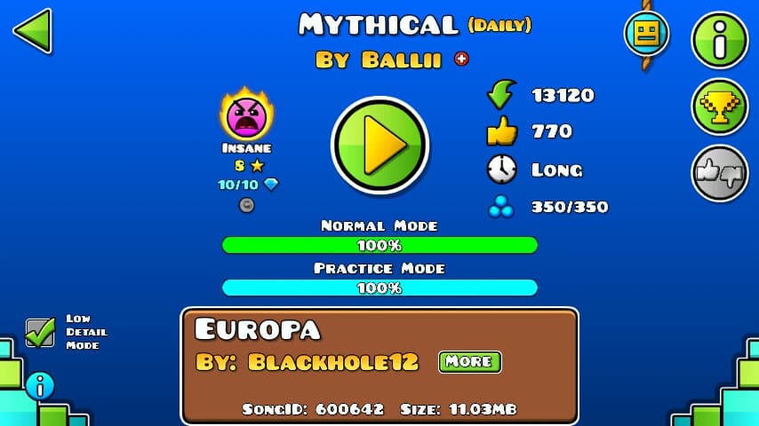 Mythical 100%; By Ballii; (Difficoltà: Insane 8?); (Grado: Epic)