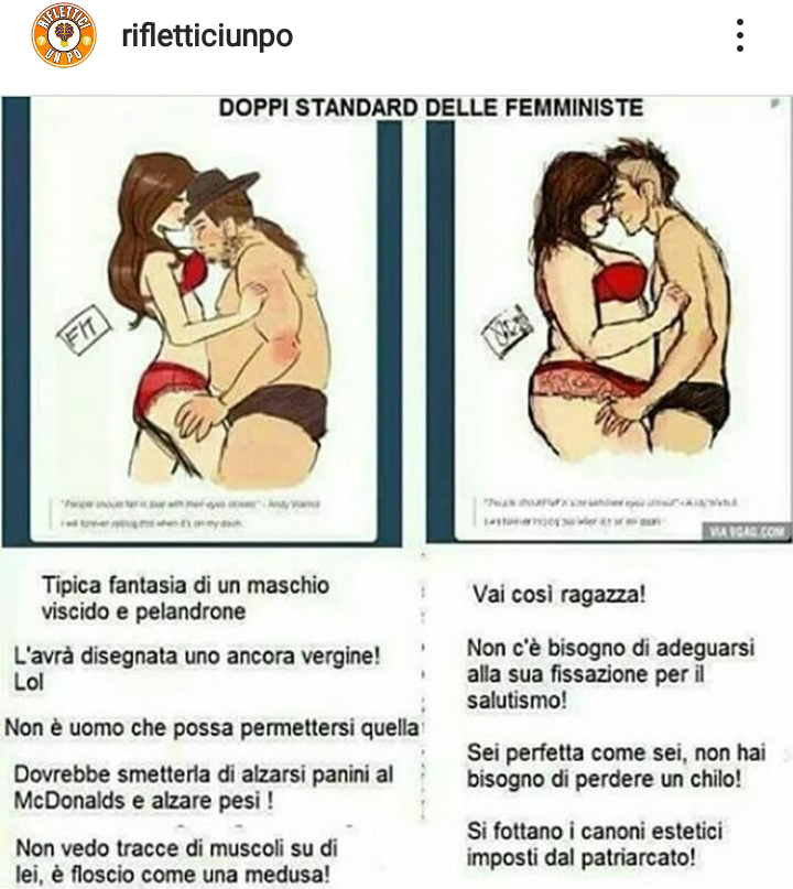 La cosa che mi ha stupito di più sono i commenti, c'era gente che diceva "è vero, le donne sono tutte false e opportuniste per natura" e "certe ragazze dovrebbero proprio starsene zitte". Quello che dice il post in molti casi è vero, ma cos'è tutto sto odi