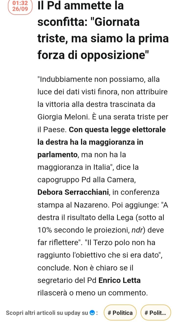 Il Pd concede di fatto la vittoria 