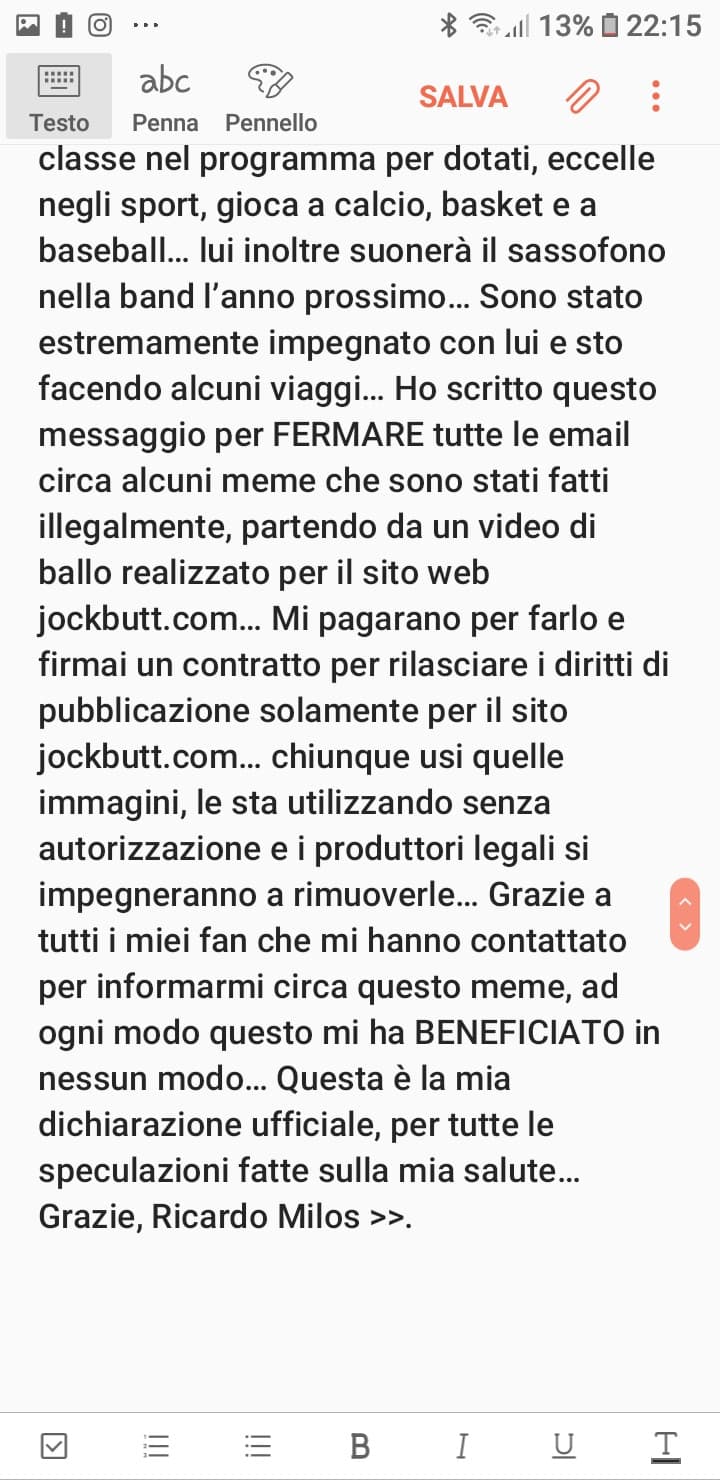 La dichiarazione di Ricardo sul suo meme