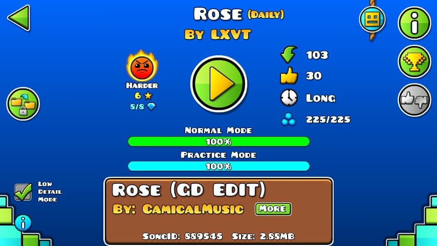 Rose 100%; By LXVT; (Difficoltà: Harder 6?); (Grado: Epic)