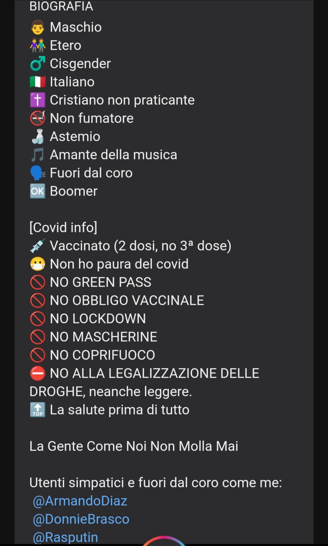 Bigotto sará sparito da mesi, ma io sono ancora qui a ridere per la sua bio LMAO