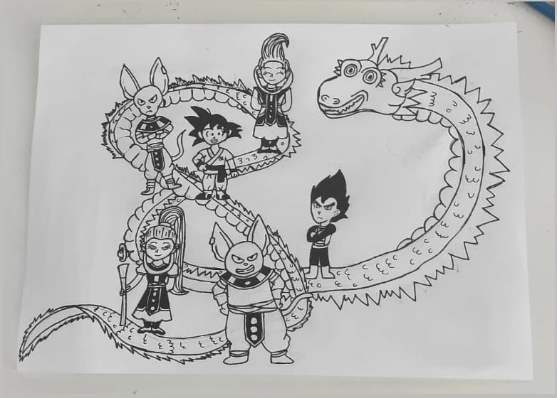 E bo mi annoiavo e ho fatto questo disegno a tema Dragon ball 