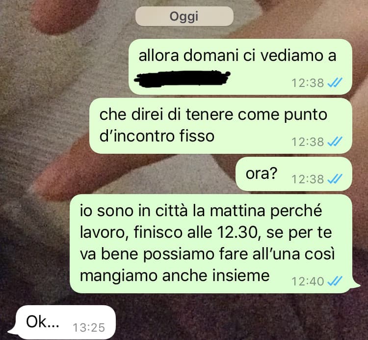 ma? volevo mi scrivesse almeno va bene o che ne so 