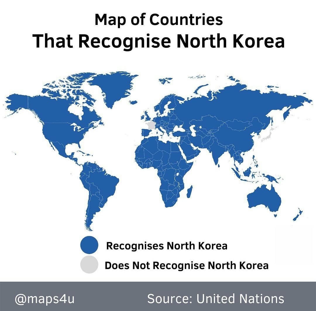 Mappa dei paesi che riconoscono la Corea del Nord??