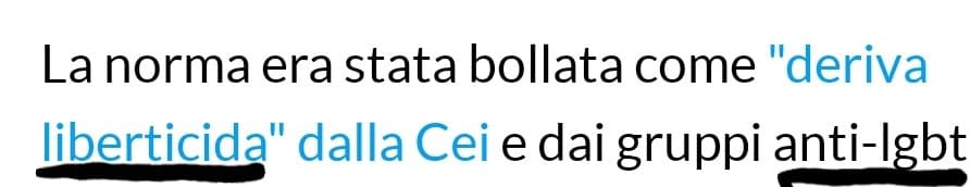 Un gruppo liberticida in sè che chiama liberticida la legge contro l'omotransfobia è ironico