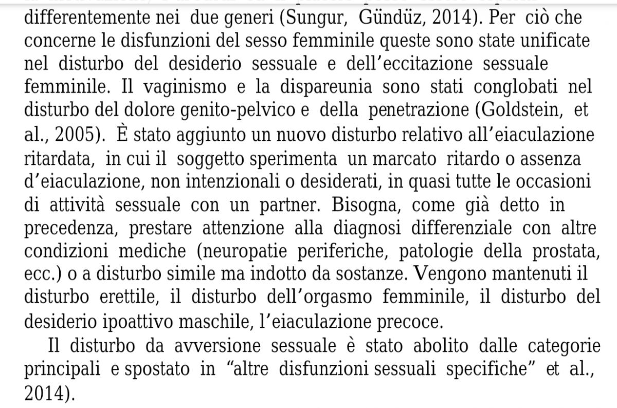 La "fobia sessuale" secondo il Dsm 5