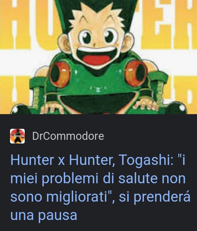 Togashi va in pausa senza manco aver fatto uscire un capitolo, beh che dire... Bene