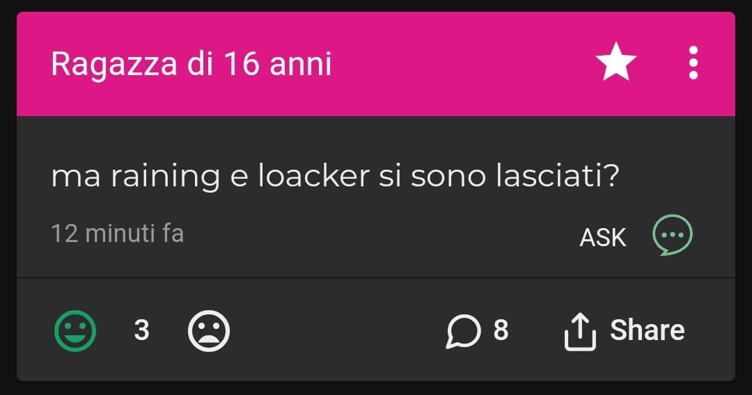 Ma davvero Raining e Loacker si sono lasciati? Non ci credo, erano così una bella coppia... 