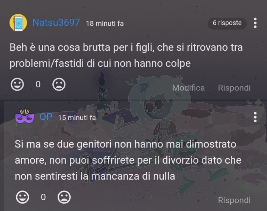 Come fa a non essere grave sposarsi senza amarsi, per di più facendo un figlio, e alla fine divorziare? Cioè, normalizzare qualcosa del genere è follia pura. 