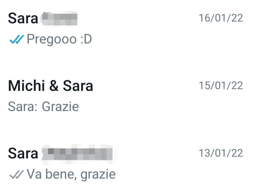 Riassunto: Sara. (direttamente da WhatsApp)