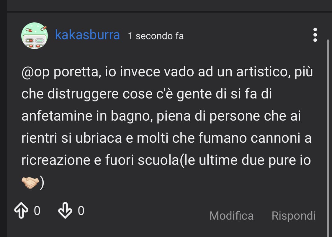 ora che l'ho realizzato capisco perché i miei non approvano la scuola, ma vabbè ha un pezzo del mio cuore