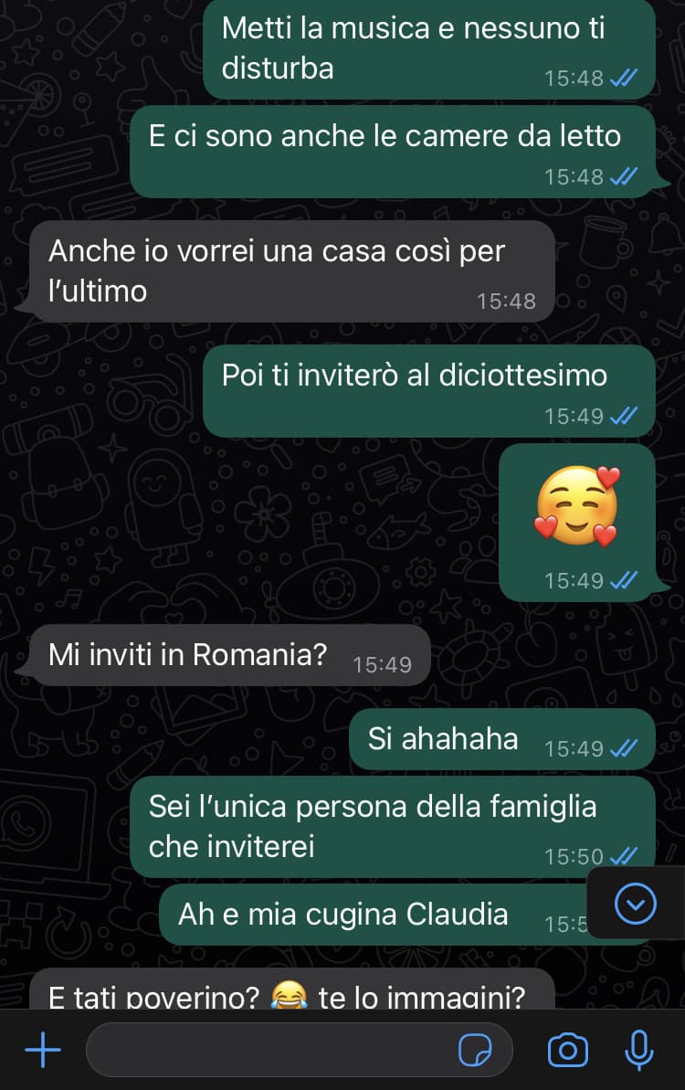 Vi immaginate mia sorella di 27 anni che vuole avere un figlio e che è astemia e che ha avuto da sempre lo stesso ragazzo in tutta la vita al mio diciottesimo ?