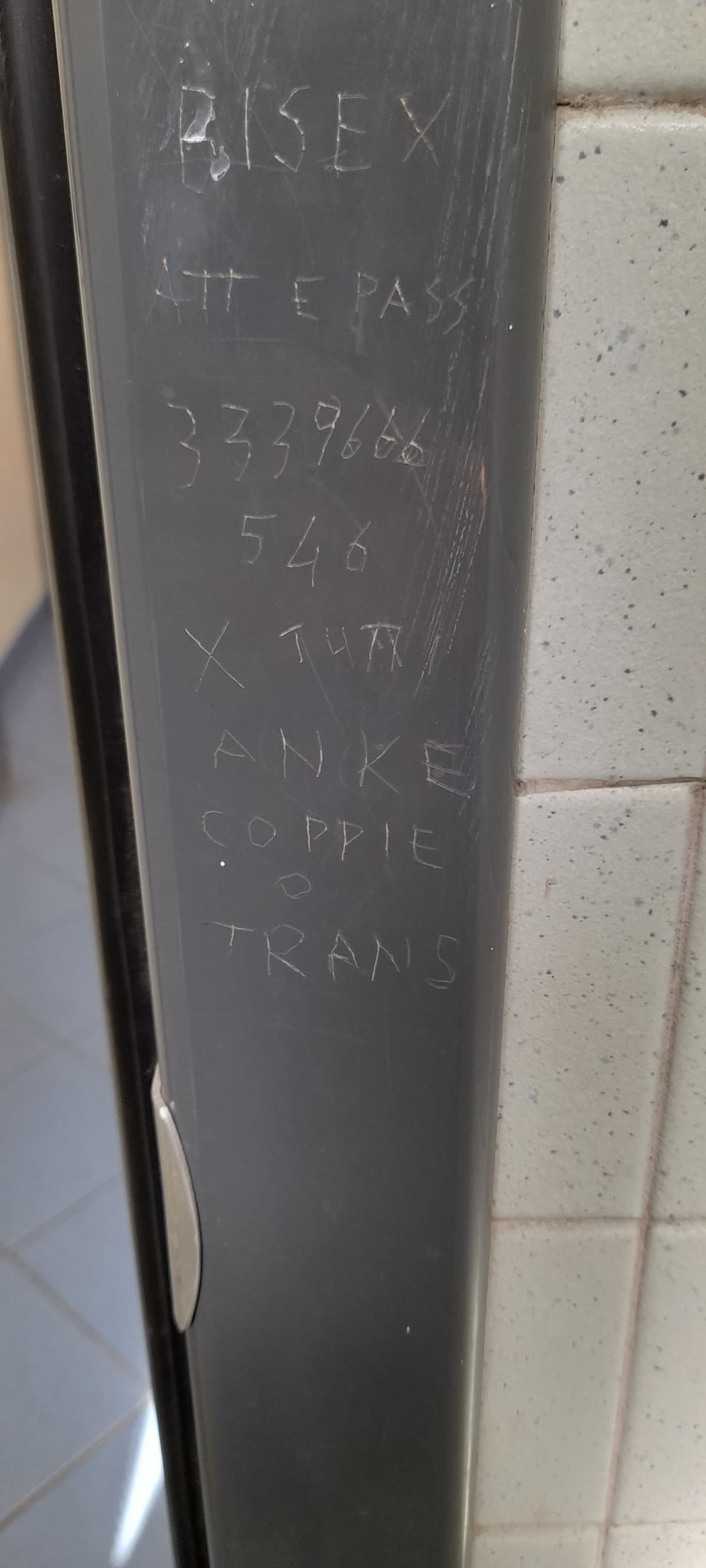 c'erano ste scritte sulla porta di un bagno di un autogrill