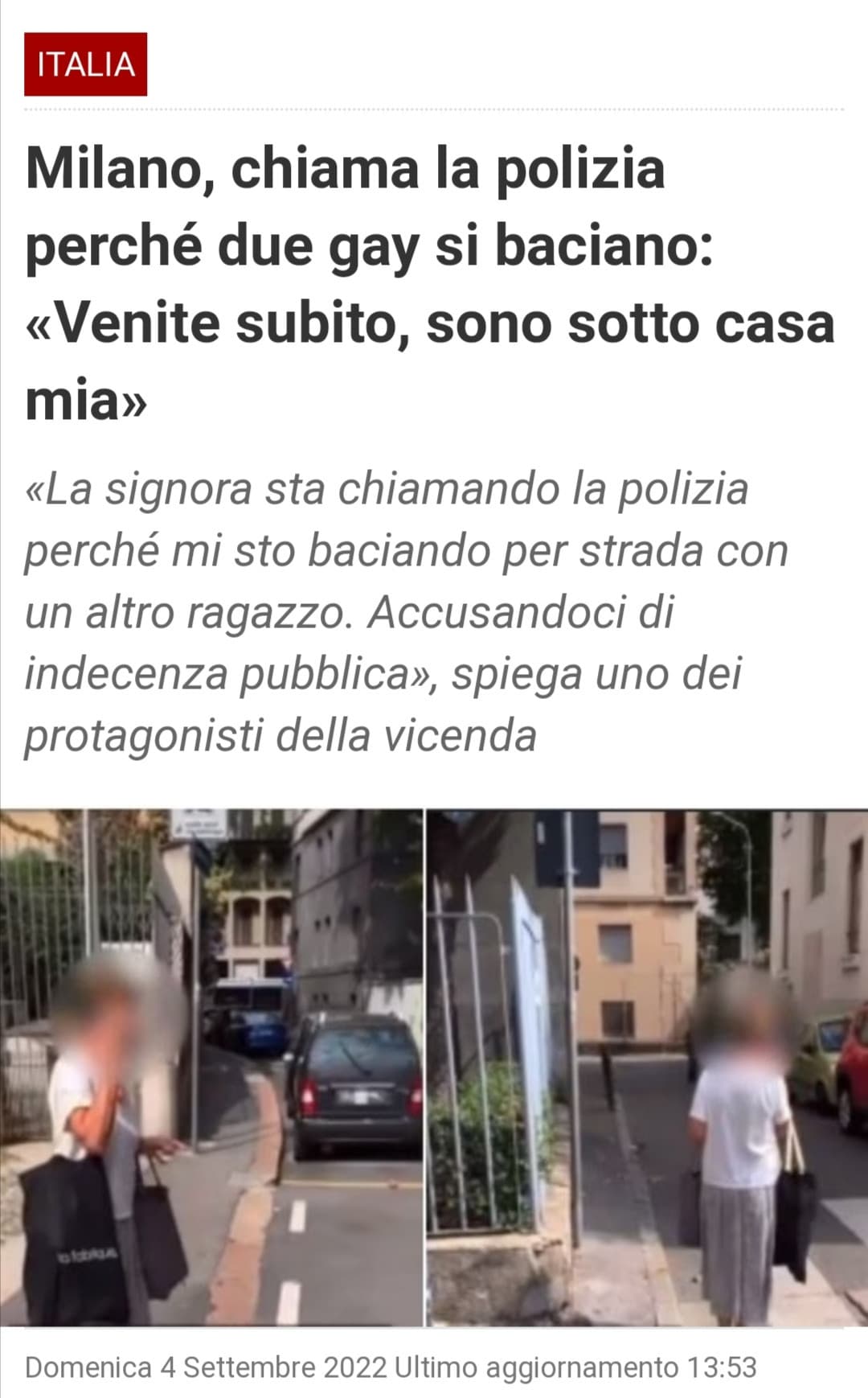 "Venite subito", e i due gay sentendola le diedero ascolto 