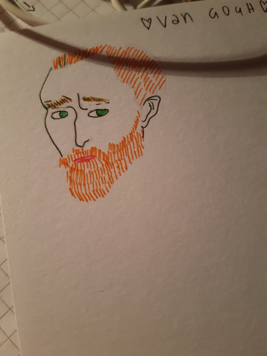 Rega sto morendo. Stavo provando a fare un disegnino stilizzato di Van Gogh senza nessuna costruzione e guardate che faccia è uscita fuori AHAHAHAHHAAH