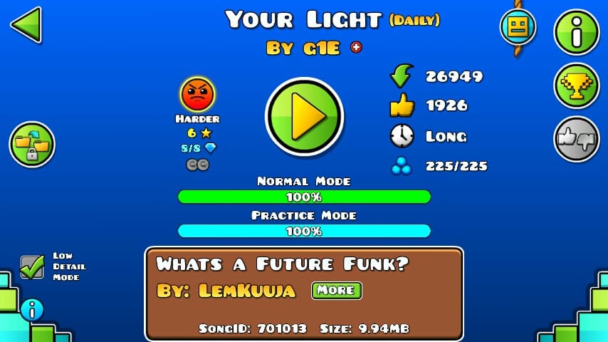 Your Light 100%; By g1E; (Difficoltà: Harder 6?); (Grado: Normal)