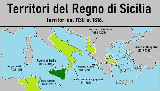 Territori ed estensione del Regno di Sicilia.