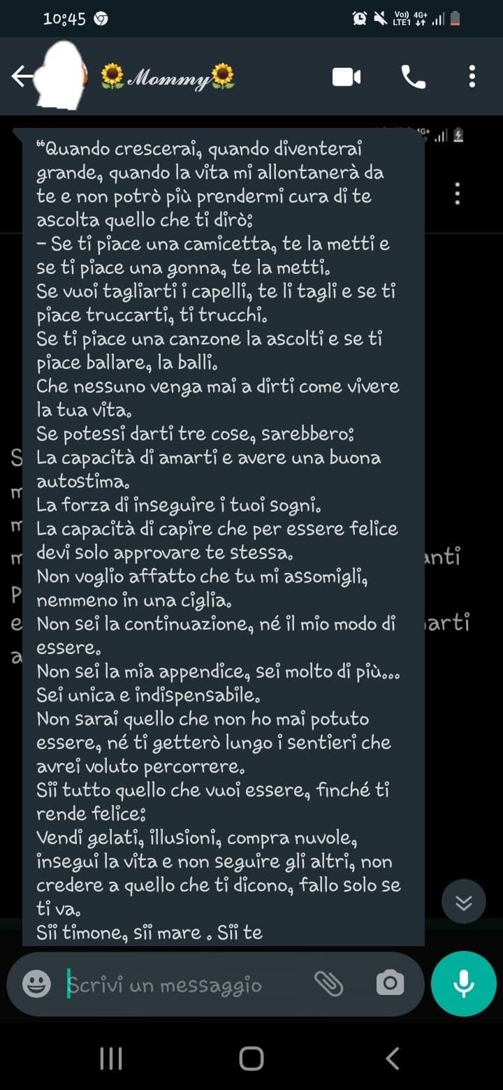 Io che stamattina mi sveglio con questo messaggio da parte di mamma❤