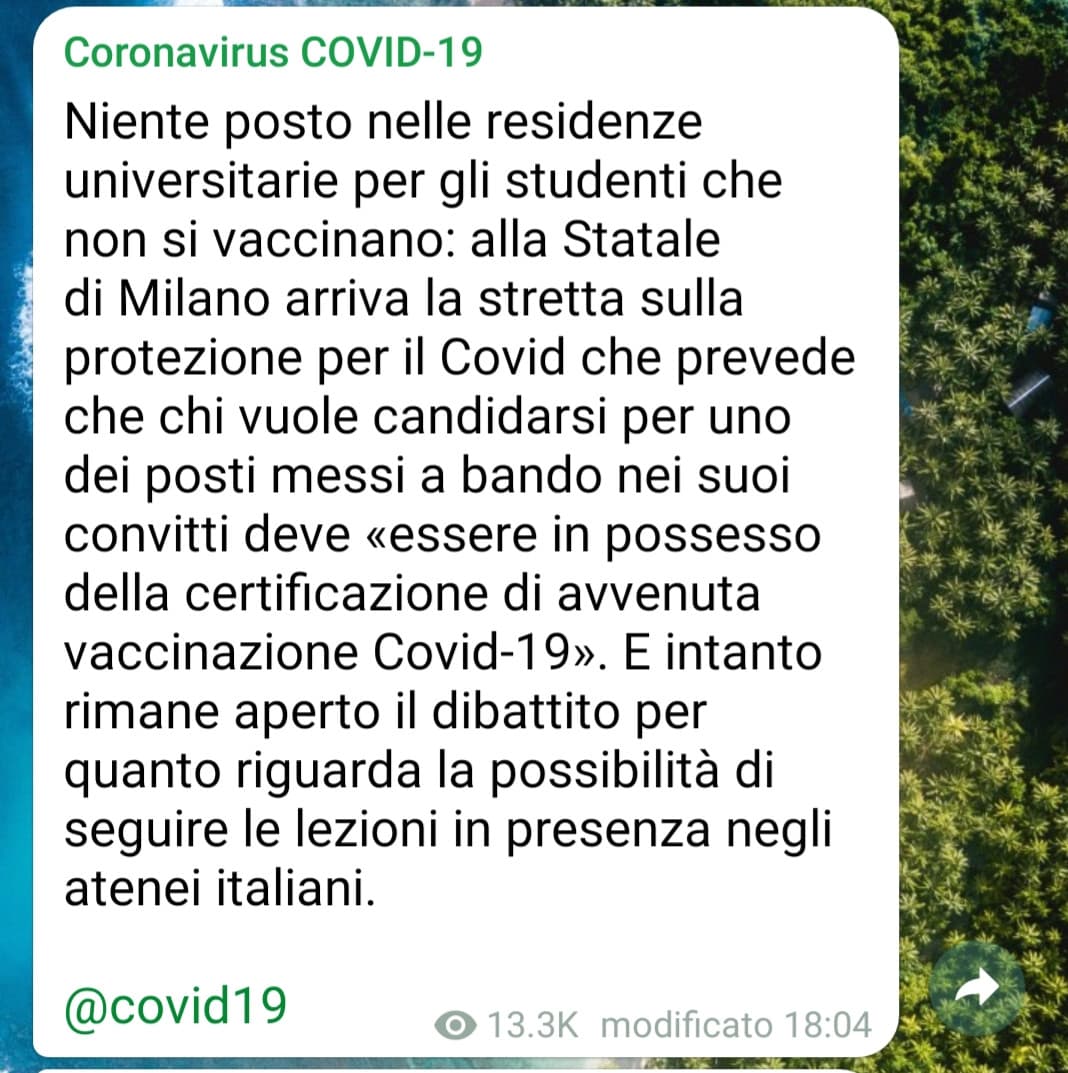 Giusto chiedere il Green pass per la frequentazione di luoghi affollati. Non esiste in nessun paese al mondo il diritto di mettere a rischio la salute degli altri. Anzi, tutelare la salute personale e pubblica è un dovere di ciascuna persona