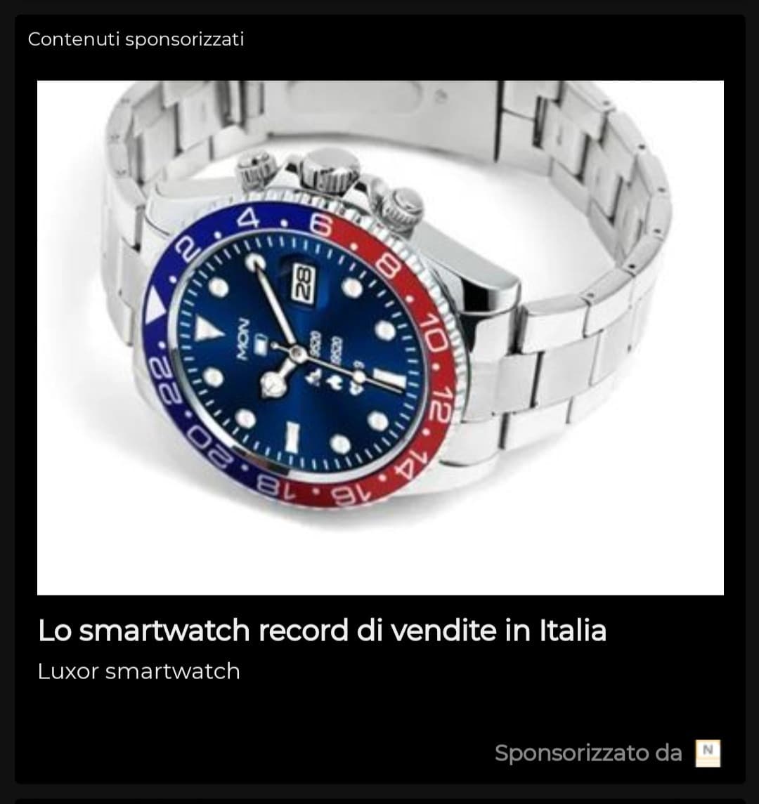 Tutte le pubblicità che trovo sono su questo orologio, adesso lo pretendo