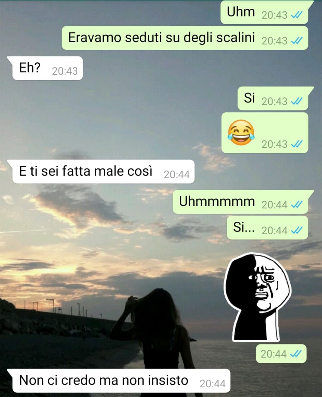 Quando i miei amici chiedono spigazioni ai miei lividi sulle gambe