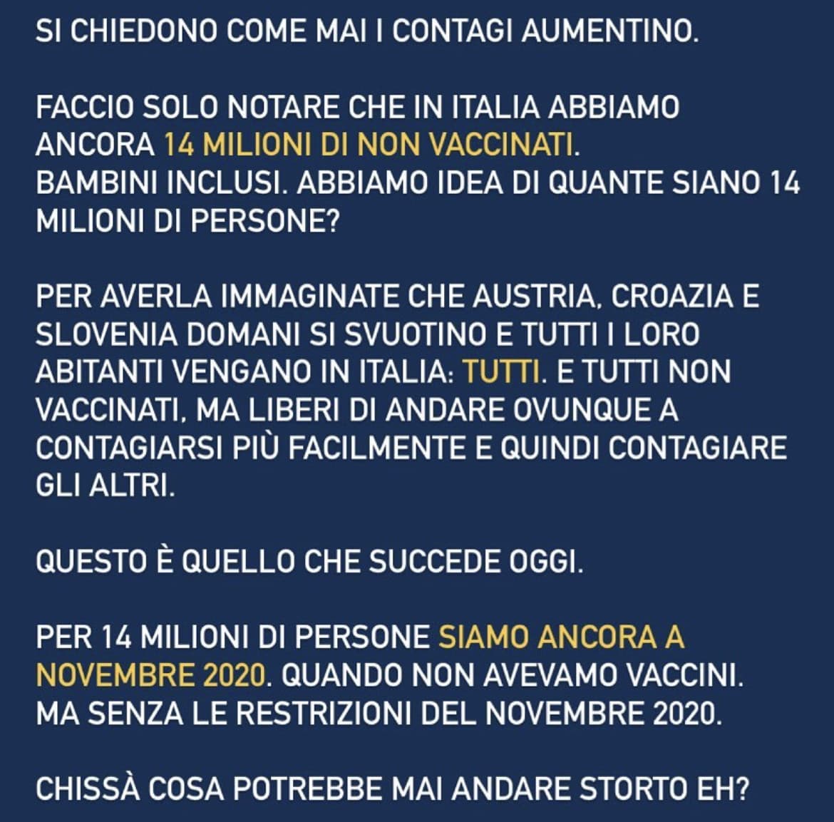 Spero non ci sia ancora quella categoria di no vax che dice di non essere “contro” alcun vaccino, ma per sicurezza non si vaccinano perché “eh, gli effetti collaterali”.  Cazzate, non esiste proprio. Siete m***e no vax e basta  