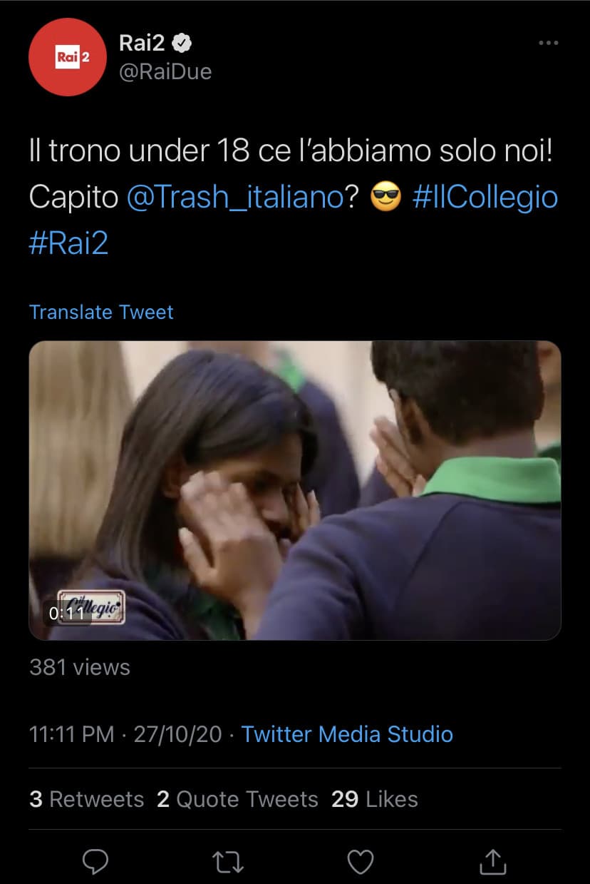 No apse ma è l’account ufficiale di Rai2?! 