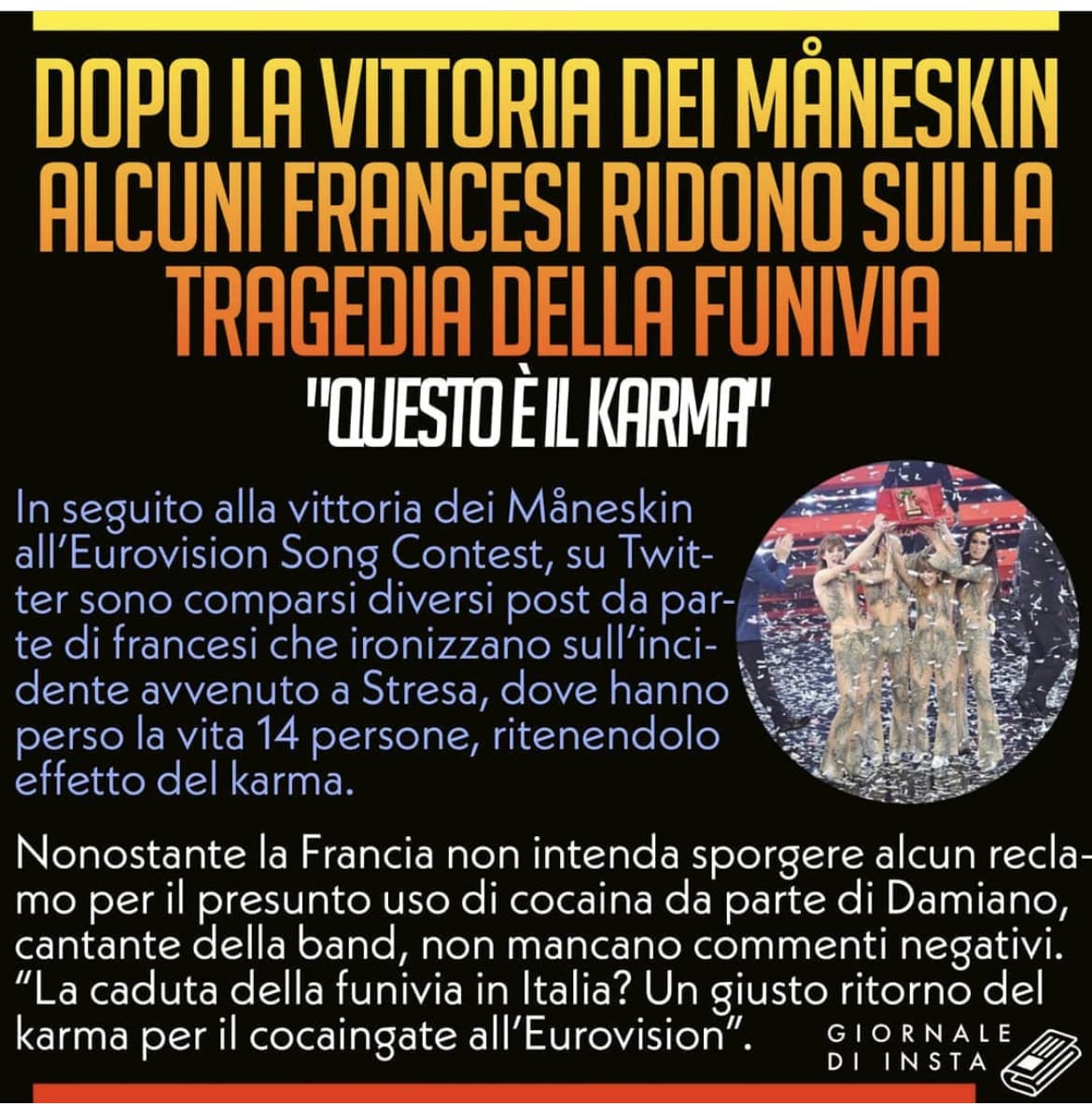 davvero questi stanno paragonando una competizione musicale CON LA VITA DI ALCUNE PERSONE? Ma dai, ora ho capito perché tutti odiano i francesi 